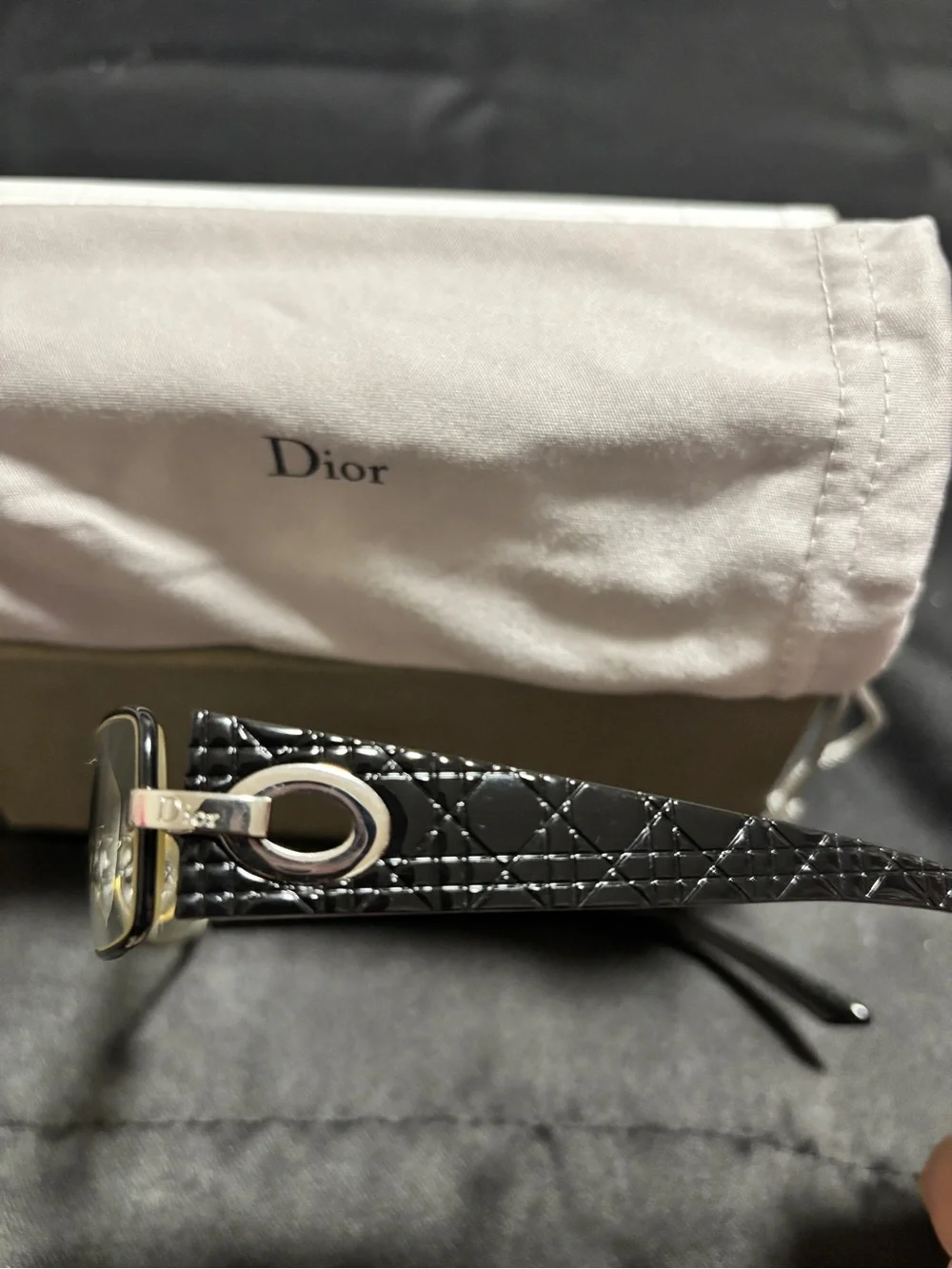 Dior Black and Gold Rectangular Eyeglasses